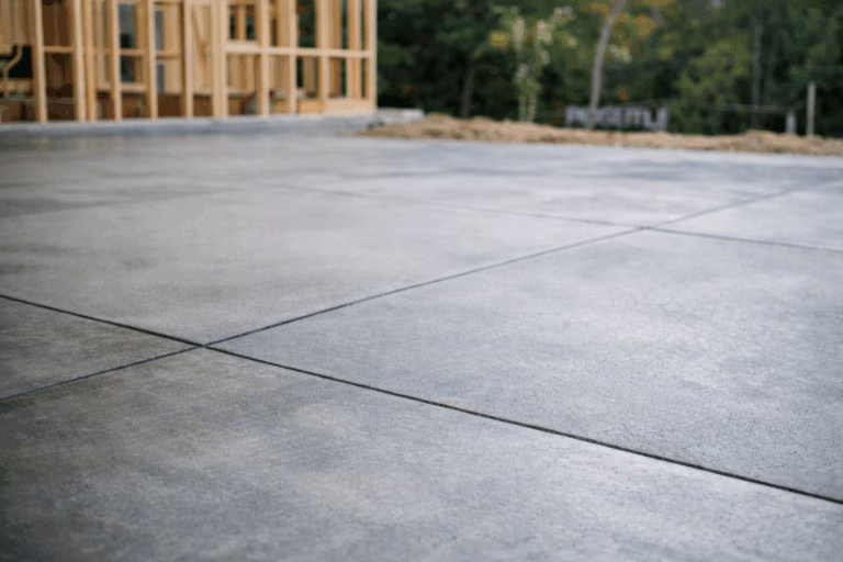 Freshly poured concrete at construction site